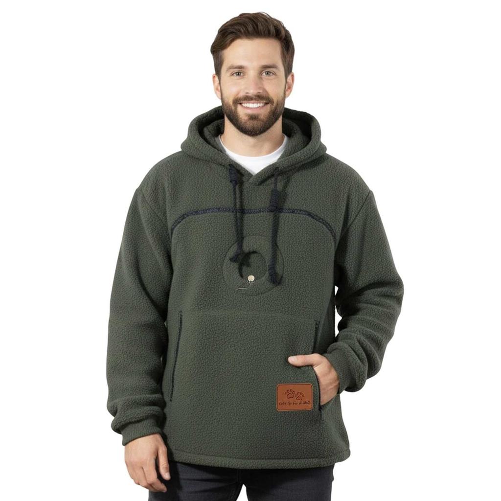 Unisex Outdoorowa Bluza z Kapturem i Kieszenią do Noszenia Zwierząt Domowych, Rozpinana Bluza z Kapturem, Fuzzy Bluza z Kapturem Zapinana na Zamek