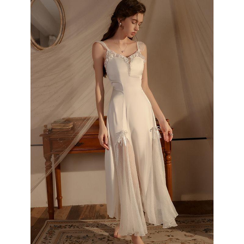 Good Morning with You: Court Style French Fairy Nightdress Long Ankle Dress Padded Pajamas Sexy Pure Desire
