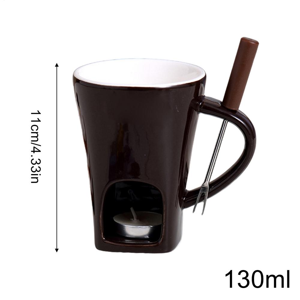 

130ML European Candle Cup Cheese Chocolate Melting Ceramic Mug Heating Food Ceramic Mug with Fork Creative Coffee Mug Tableware other кавовий