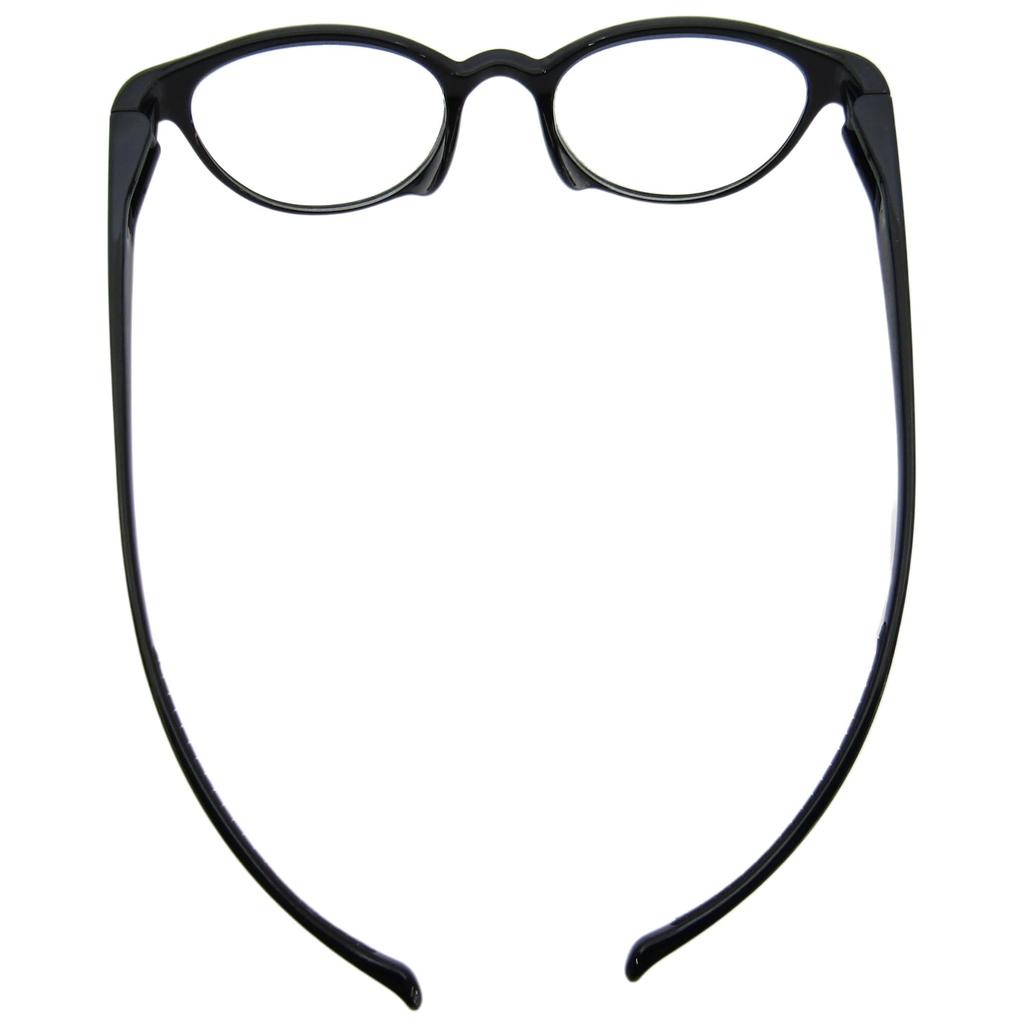 Reading Boston Round Blue Light Blocking [CACALU] Neck-hanging Glasses, Style, Shape, Stylish, Lightweight, (Black +1.00)