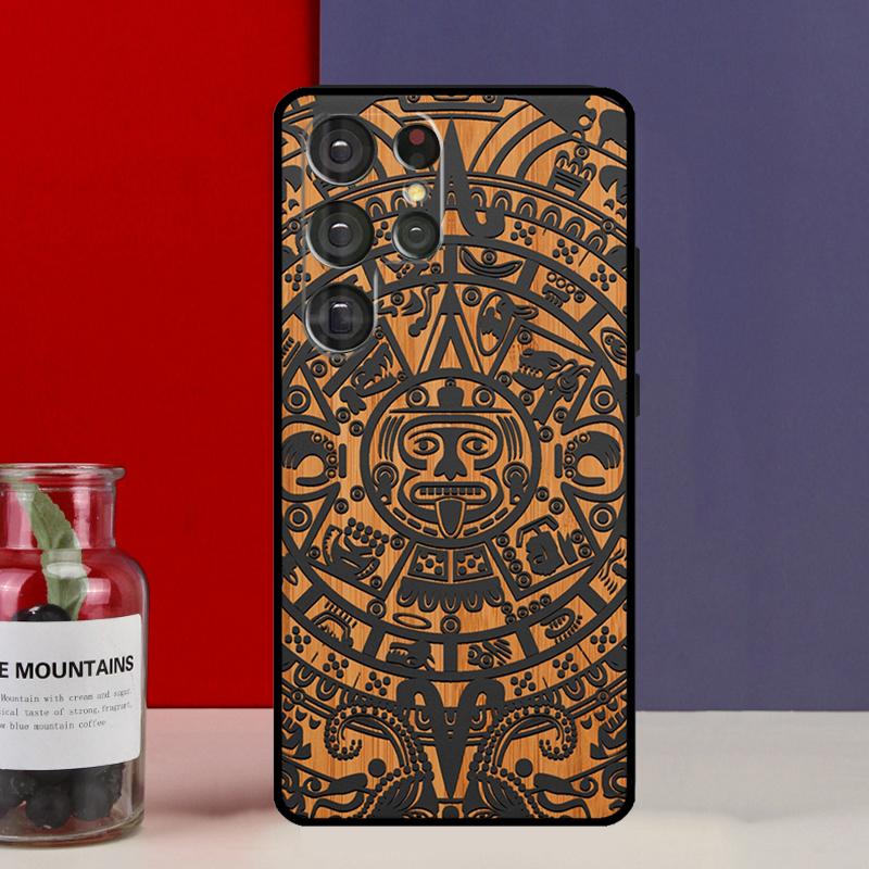 Mayan Calendar Wood Pattern Funda Case For Samsung Galaxy S25 Ultra S9 S10 S20 S21 S22 Plus S23 Ultra S24 FE Phone Cover
