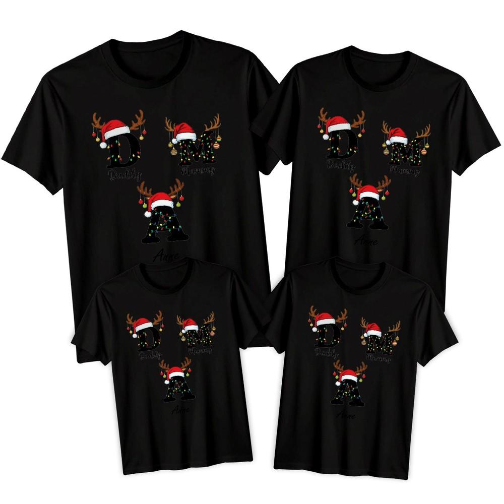 Daddy Mummy Anne Reindeer Christmas Family Matching Holidays TShirt Set