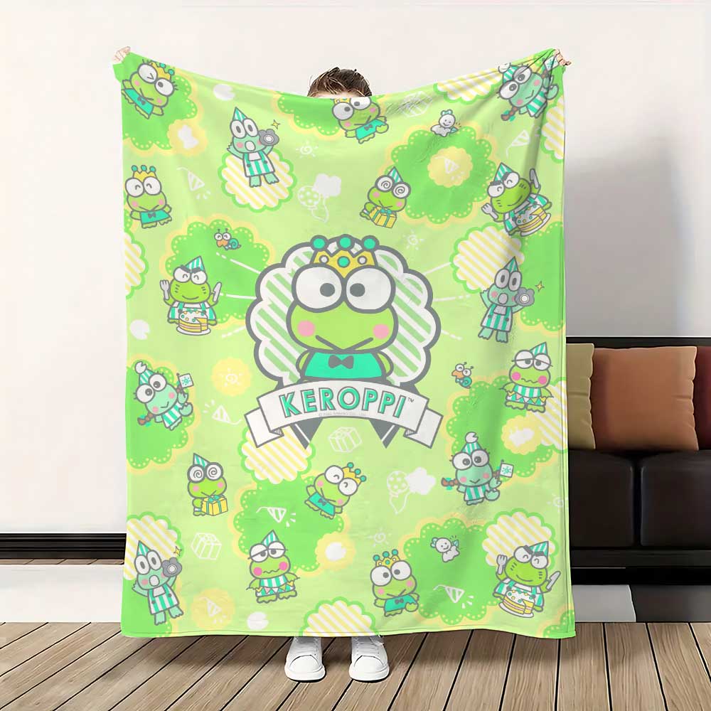 Keroppi Kawaii Luxury Blanket for Sofa Decoration Fluffy Soft Blankets King Size Bed Throw Home Interior Knee Nap & Throws Hairy