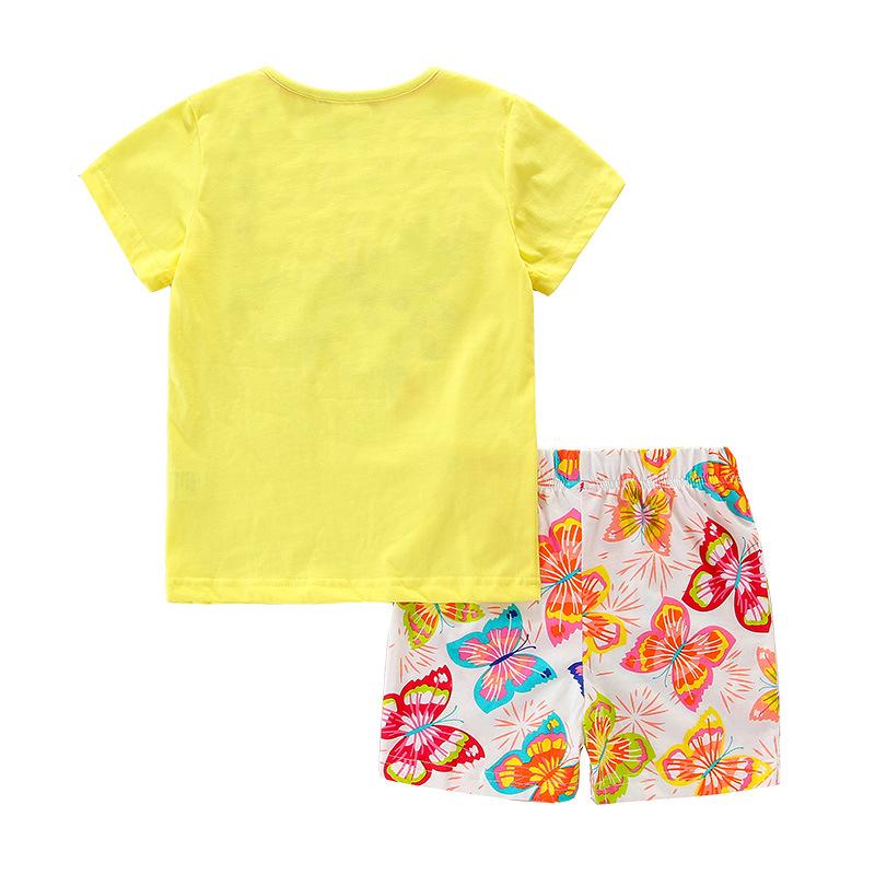 Cotton Girls' Summer Short-Sleeve Two-Piece Suit