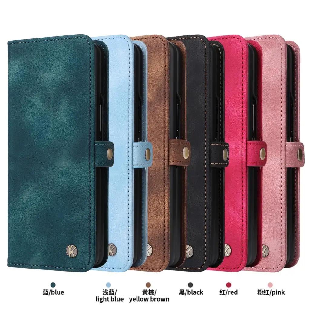 Shockproof Case For Samsung Galaxy Z Fold 6 Z Fold 4 Flip Cover Folding Machine Leather Sheath Protective For Sam Z Fold 3 Cover