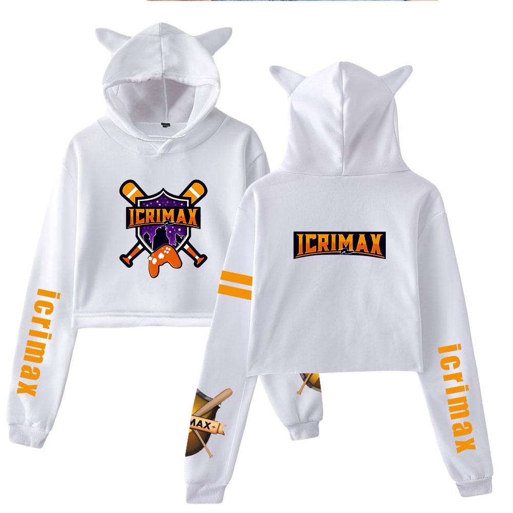 Short Hoodies Women Icrimax Printed Lady Sweatshirt Tracksuit Long Sleeve Female Cropped Top Fashion Korean Clothes Harajuku