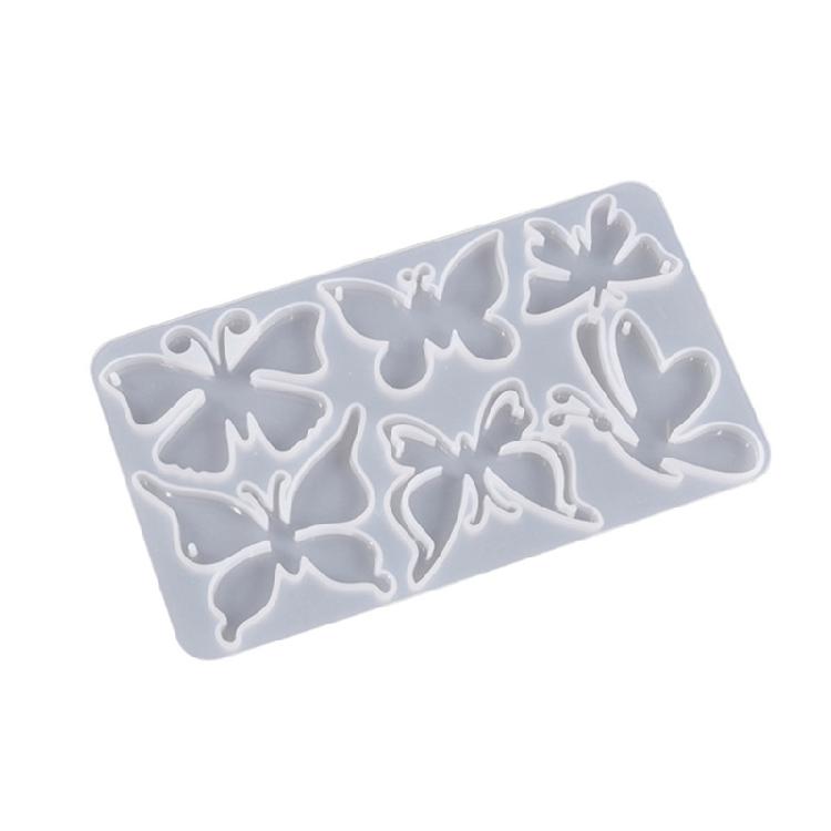 Silicone Keychain Mold for Butterfly Pendant Epoxy Casting Mould with Hole
