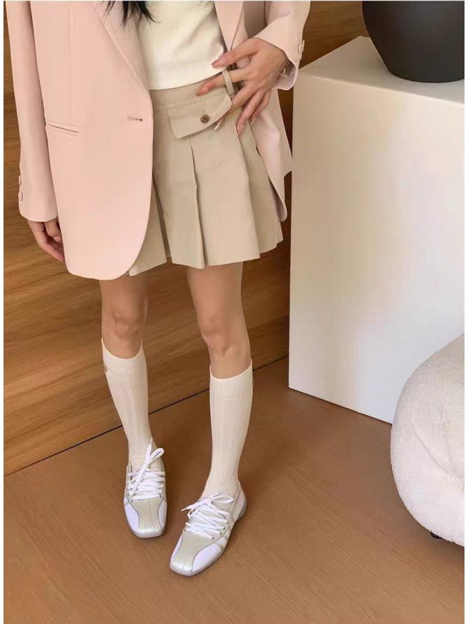 2025 Autumn Lace-Up Ballet Flats: Soft Sole White Mary Jane Sneakers