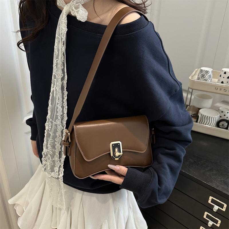 Classic Women's Crossbody Shoulder Bags 2025 Summer Autumn Textured PU Leather Small Square Bag Lady Daily Commuter Satchel Handbags
