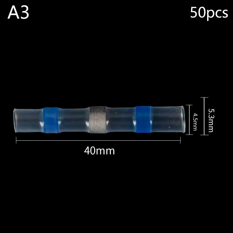 50Pcs Heat Shrink Connectors Sleeve Tube Terminals Electrical Butt Splice Wire Connector Splice Solder Insulated Cable