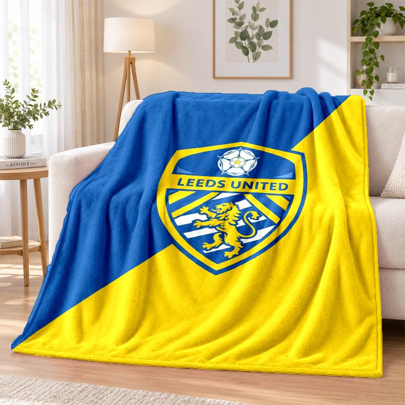 Leeds United Football Printed Flannel Blanket Warm Comfort Bed Throw For Indoor Home Decoration