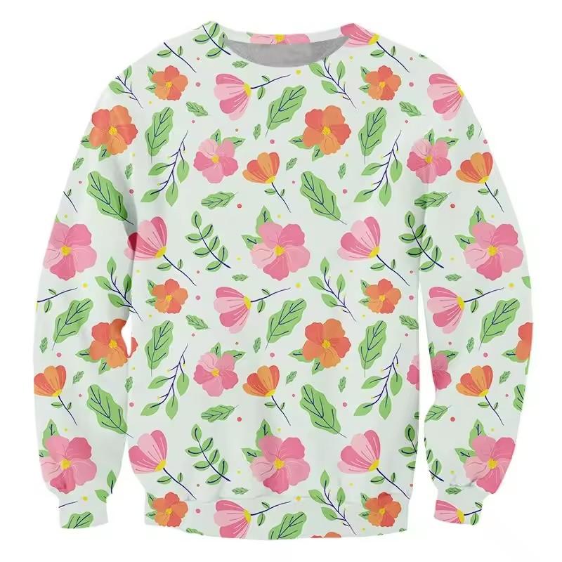

3D Print Plants Flower Leaf Hoodie for Men Long Sleeve Sweatshirt Harajuku Fashion Round Neck Hoodie Spring Autumn Pullovers M