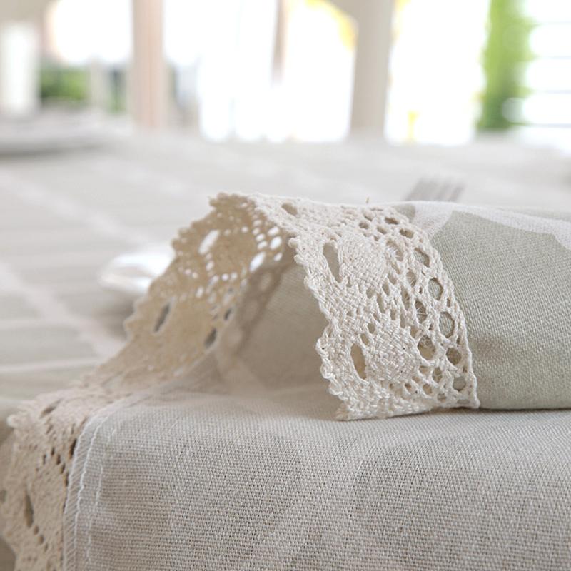 Nowoczesny okrągły prostokątny świąteczny obrus koronkowy geometria romb miękka bawełniana tkanina lniana obrus bankietowy na herbatę