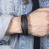 Mehrschichtiges Genähtes Leder Herrenarmband PU-Leder Geflochtenes Armband Zinklegierung Magnetischer Verschluss Hand Schmuck
