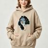 Men Women Hoodie Retro Blue Face Girl Print Pullover Oversized Sweatshirt Vintage Art Aesthetic Streetwear Harajuku Casual Tops