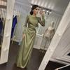 Elegant Spring/Summer Long Sleeve Waist-Tied Dress with Slit