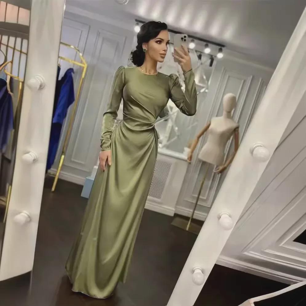 Elegant Spring/Summer Long Sleeve Waist-Tied Dress with Slit