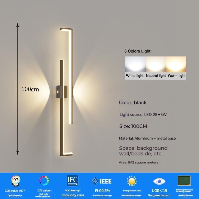60/80/100/120cm Linear Aluminum Wall Lamp Living Room Bedroom Aisle Light Minimalist LED Wall Lights