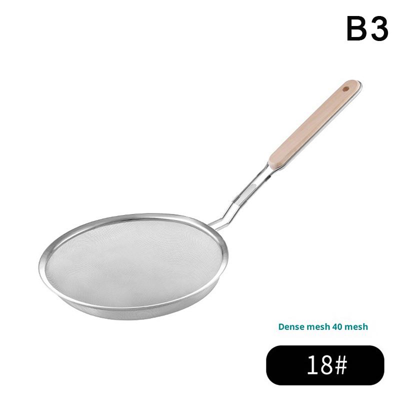 Wooden Handle Stainless Colander Pasta Noodle Strainer Skimmer Spoon Oil Pot Food Filter Strainer Cooking Outdoor Tableware