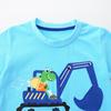Children's Suit Summer Cartoon Excavator Printed Children's Short-sleeved Suit Knitted Cotton Shorts Two-piece Set