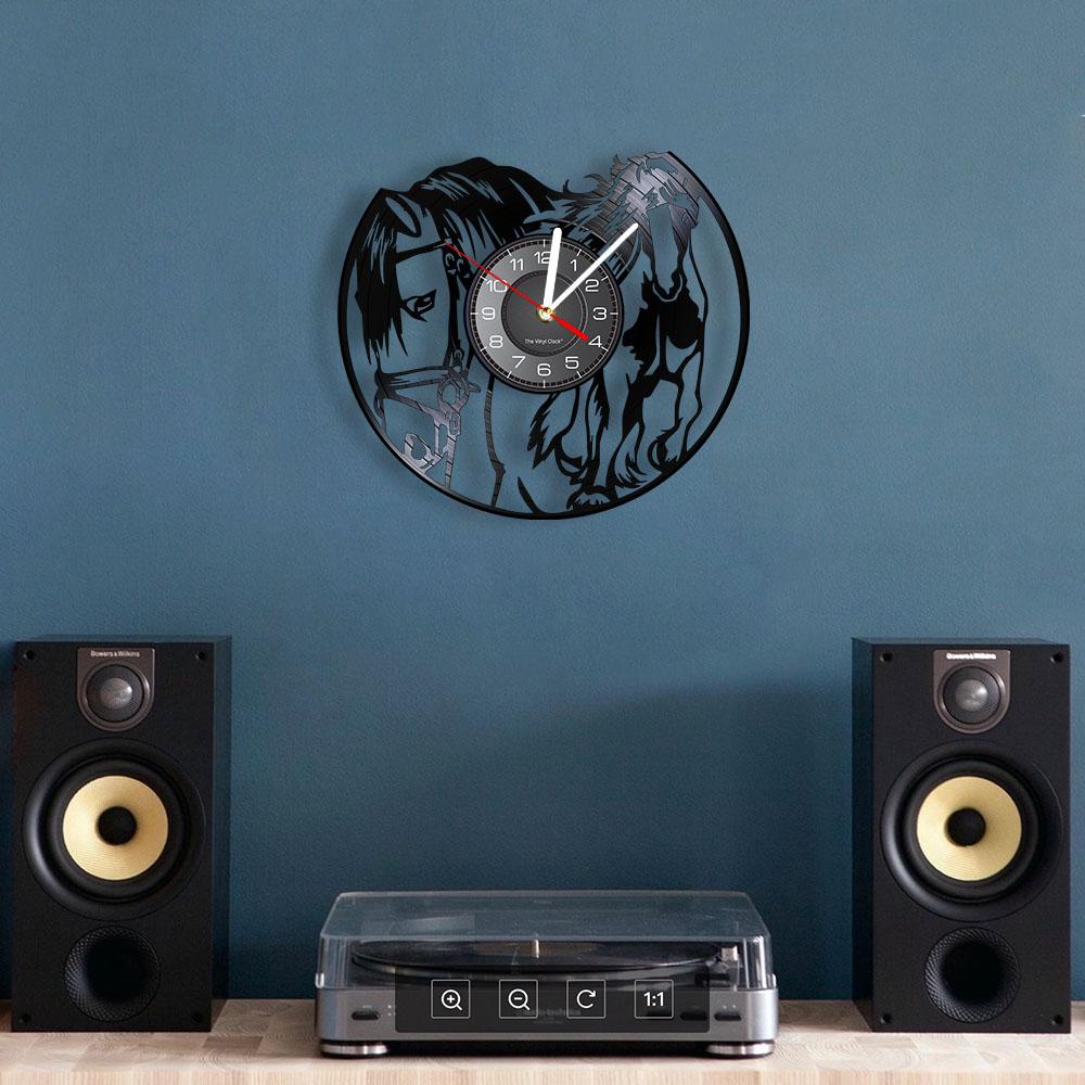 Galloping Horses Wall Art Interior Design Wall Clock Vinyl Record Clock Home Decor Mustang Wild Horse In The Wind Horse Gift