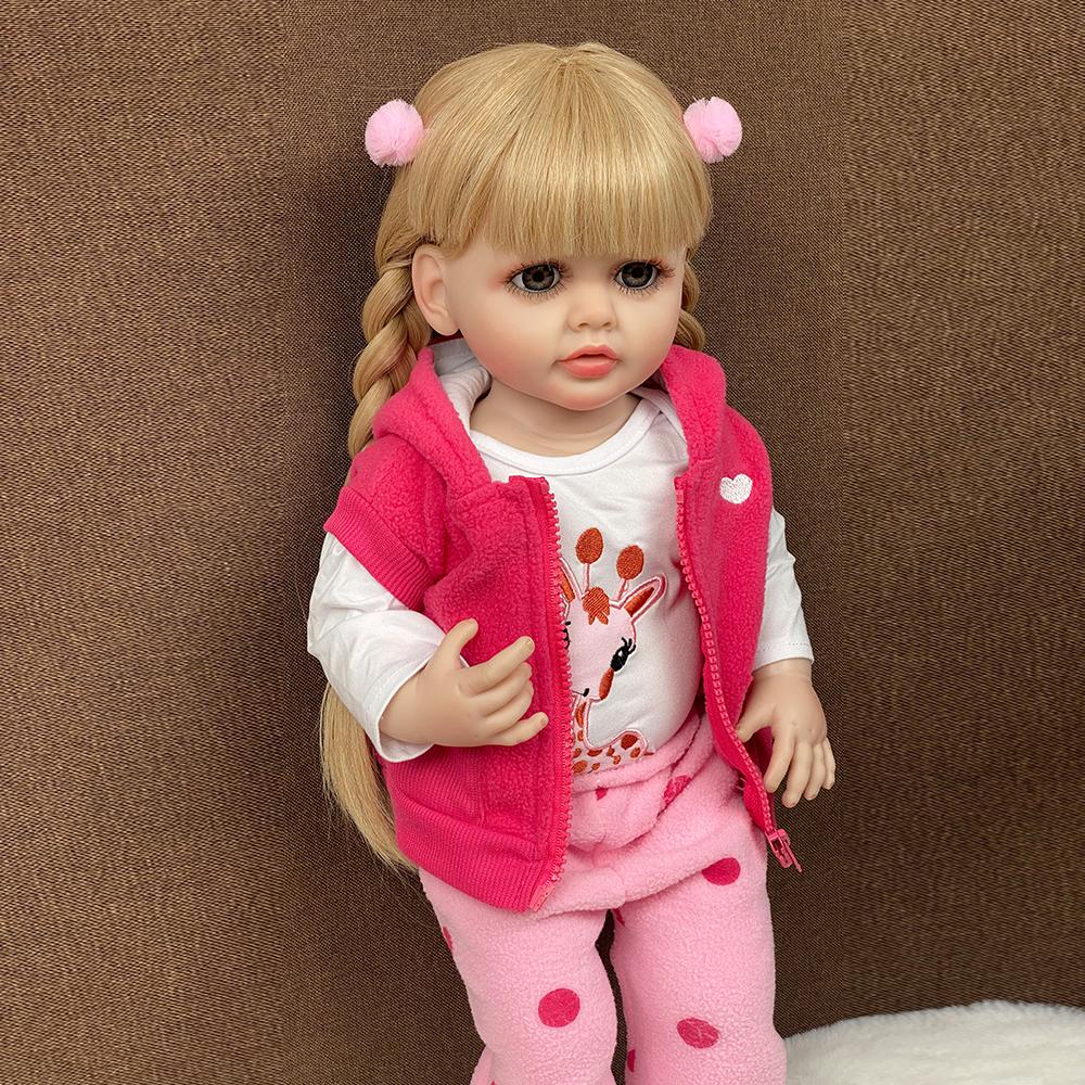 55 CM 22-calowe lalki Reborn Realistyczne pełne silikonowe lalki Bebe Vinyl Noworodek Dziewczynka Lalka Księżniczka Zabawka dla Malucha Prezent