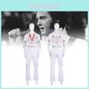 Rock Star Elvis Cosplay Costume For Unisex Adults And Kids In Classic White Design