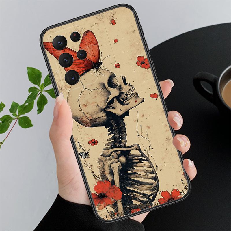 Skull Head Flower Art Phone Case For Samsung Galaxy A15 A35 A55 A52 A53 A54 A33 A34 A25 A05S A16 A14 A05 A51 A52S A71