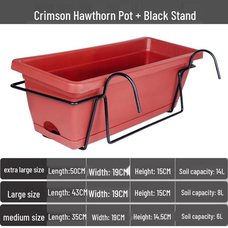 Nordischer großer rechteckiger Kunststoff-Hänge-Balkon-Blumen- & Gemüse-Topf Kasten