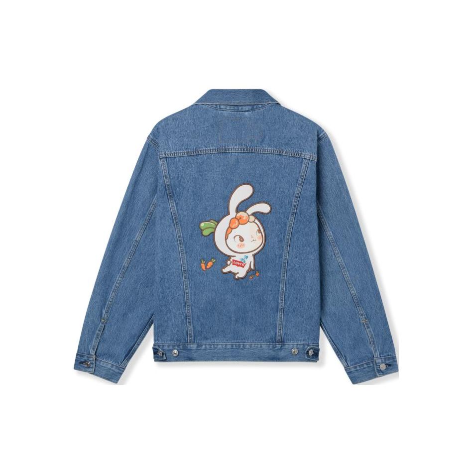 Levis SS22 Solid Color Cartoon Collar Denim Jacket Men Jacket Blue A4336-0000