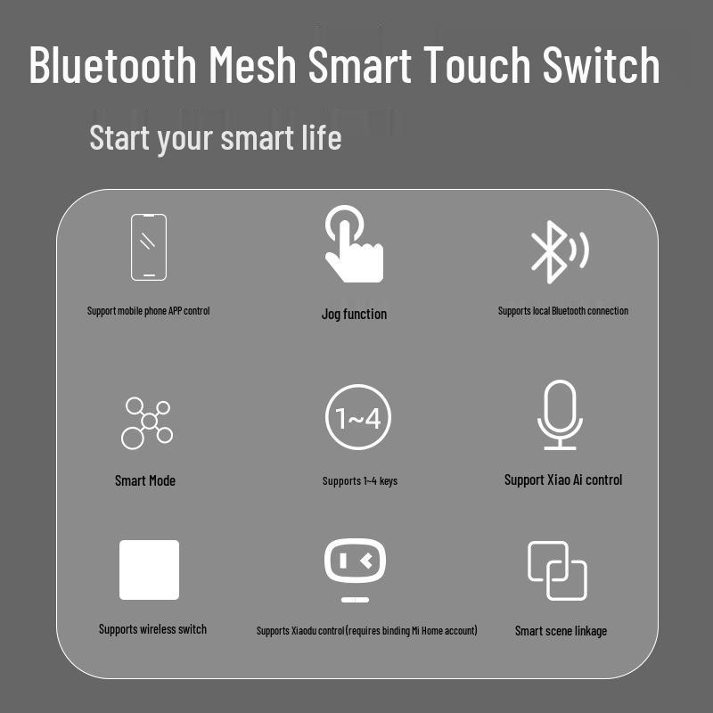 Xiaodu 4-Button Smart Switch with Xiao Ai and Mijia App Integration