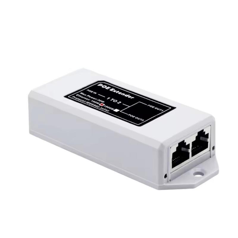 High Performances Ethernet POE Extender POE Repeaters 1 to 2Port 30W Ethernet Extender for IPCameras Plugs and Play
