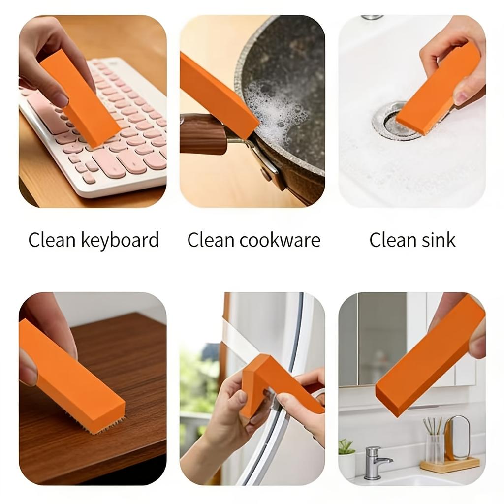3PCS Magic Cleaning Erasers, Safe Scrubbing Tools for Stain Rust Removal, Bathroom Glass Kitchen Pots Cleaner Pad