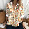 Summer Women's Shirt Long Sleeved Lapel Top Flower Pattern Casual Oversized Button Clothing Women Elegant and Fashionable Shirt