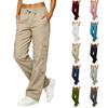 Women's Casual Cotton Linen Cargo Pants with Multi-Pockets for Everyday Wear