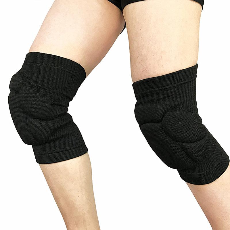 

Black Elastic Breathable Thickened Sponge Embossed Knee Pads Football Basketball Volleyball Anti-drop Anti-collision Sports Protective Gear one pair