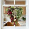 Valentine's Day Farmhouse Heart Wreath for Front Door Rustic Faux Greenery Wreath with Red Roses Berries Vintage Heart Bell for Window Porch Indoor