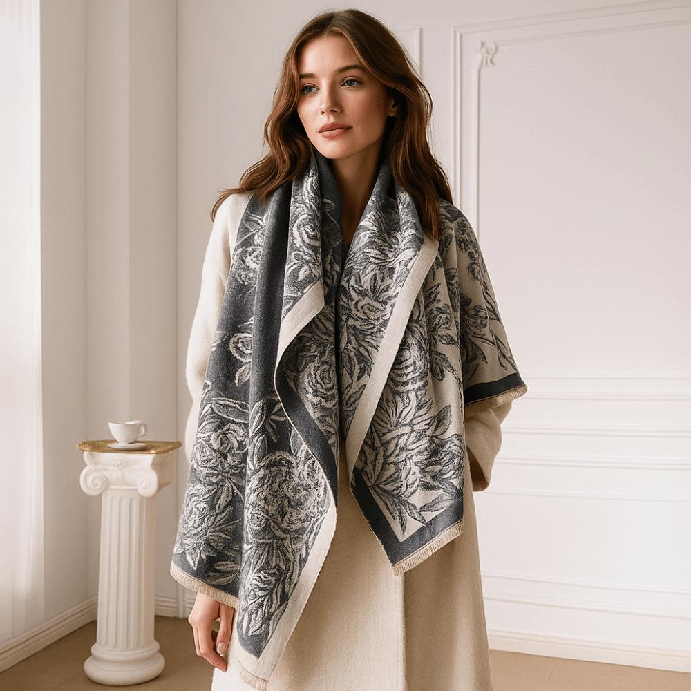 Tassel Design Imitation Cashmere Scarf Floral Jacquard Pashmina Shawl  for Winter Season