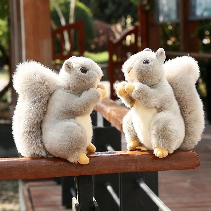 20cm Simulated Plush Squirrel Toys Kawaii Stuffed Animals Lifelike Forest Hairy Squirrel Doll Cute Christamas Gfits For Kids
