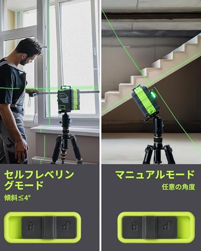 LasGoo LG-3DMAX 3x360° Green Laser Level, 3D Self-Leveling Cross Line Laser, Two Rechargeable Lithium Batteries, Fine-Tuning Bracket Adapter, Green La