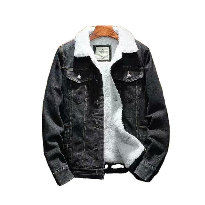 Giacca invernale da uomo in denim interno in pile addensare giacca di jeans invernale cappotto giacca di velluto risvoltata da uomo parka di pelliccia da uomo