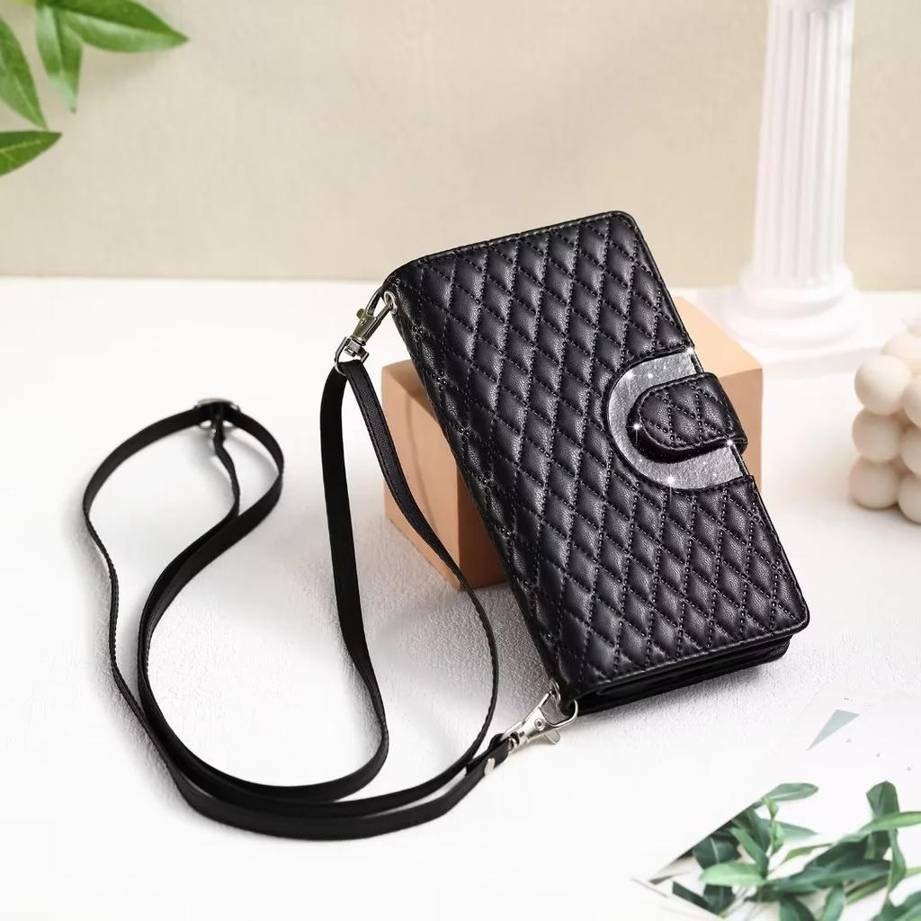 Long Lanyard Zipper Wallet Phone Case for Samsung Galaxy S25 S26 Ultra S24 S23 FE S22 Plus S21 S20 Note 20 Flip Leather Cover