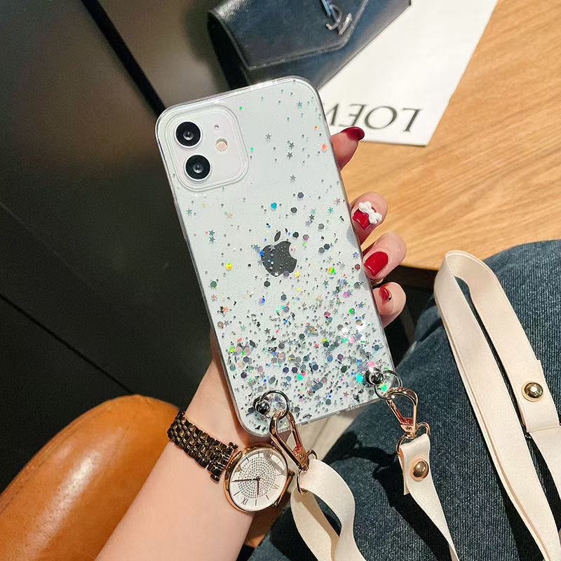 Epoxy Starry Sky Apple Model 13 13PRO 13PROMAX Mobile Phone with Lanyard TPU Soft Case New