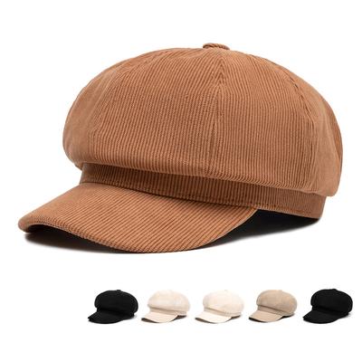 Herbst Winter Achteckige Kappe Frauen Cord Kappe Maler Kappe Baskenmütze