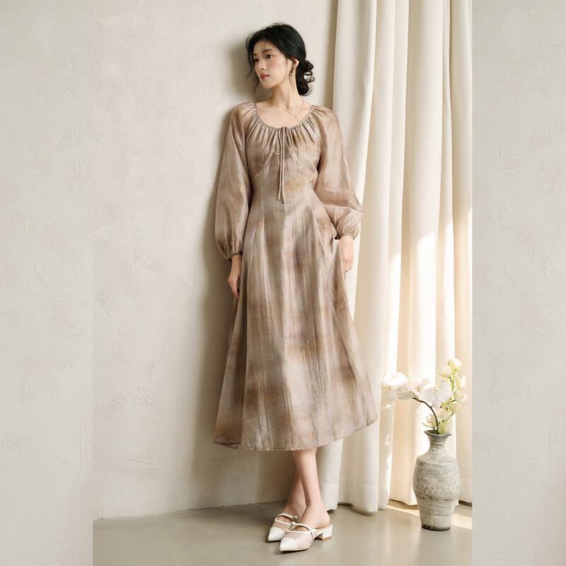 JK&JS 2025 Nowa Chińska Stylistyka Sukienka Długa Rozkloszowana