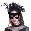 Festive Cat Costume Accessory Halloween Masque Half Face Lace Masquerade Funny Fox Animal Cosplay for Carnival Ball Party Accessories