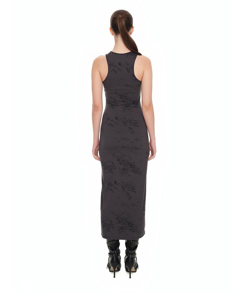 Too Much Tax Zebra Jersey Maxi Dress Charcoal