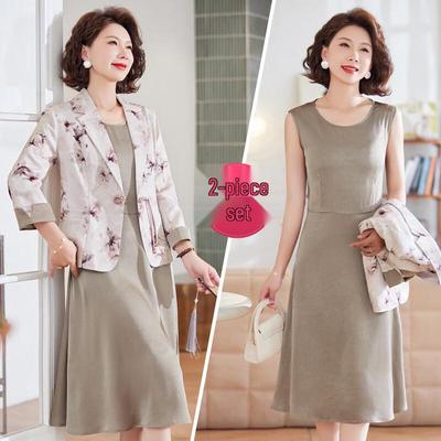Paster Women's New Chinese Style Blazer & Vest Dress Set