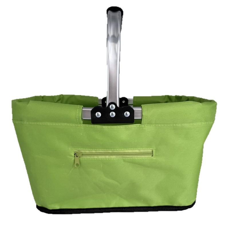 Portable Folding Picnic Basket with Multicolor Metal Handle - Large Capacity for Shopping and Outdoor Use