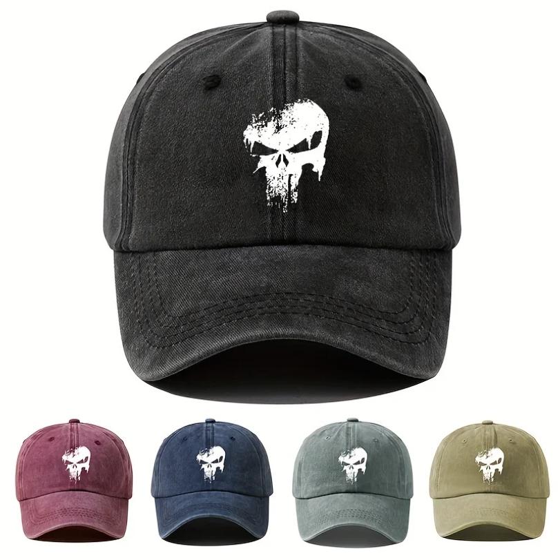 Fashion printing skull baseball cap, outdoor sun protection, cycling duckbill cap, vacation camping, travel, leisure occasions